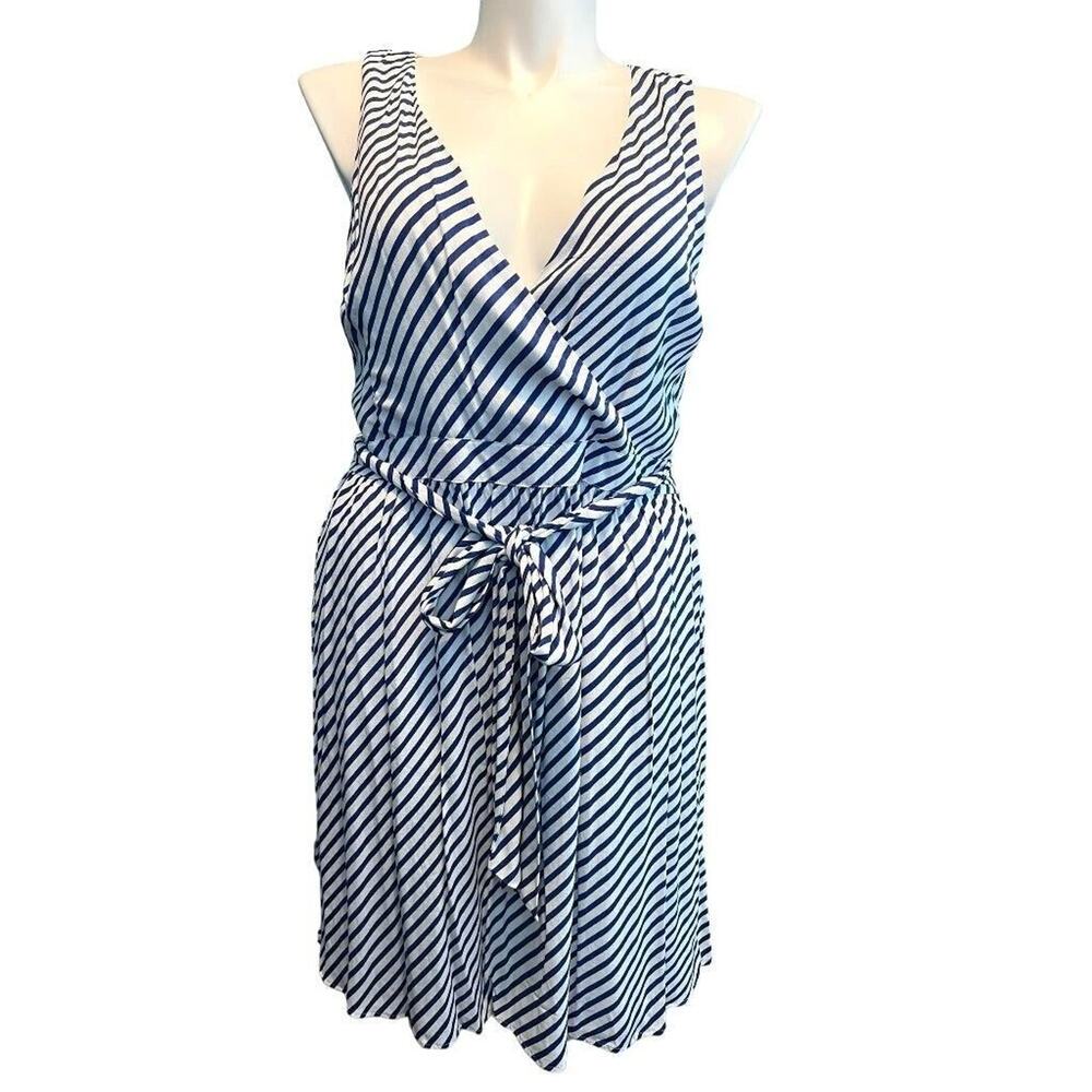 14 LOFT NWT Sleeveless‎ Blue White Striped Dress